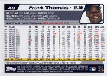 2004 Topps #49 Frank Thomas Back