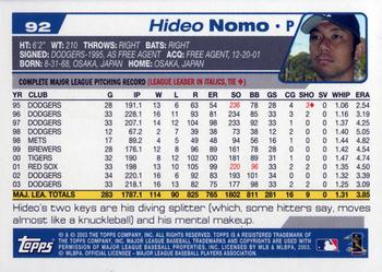 2004 Topps #92 Hideo Nomo Back
