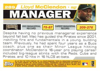2004 Topps #289 Lloyd McClendon Back