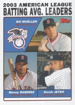 2004 Topps #337 2003 American League Batting Avg. Leaders (Bill Mueller / Manny Ramirez / Derek Jeter) Front