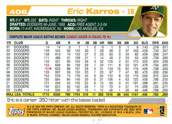 2004 Topps #406 Eric Karros Back