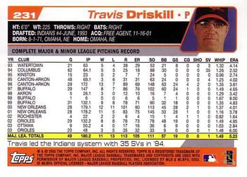 2004 Topps #231 Travis Driskill Back