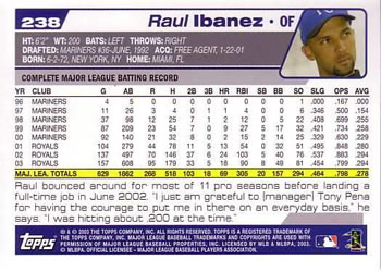 2004 Topps #238 Raul Ibanez Back