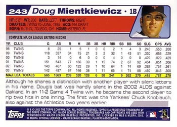 2004 Topps #243 Doug Mientkiewicz Back
