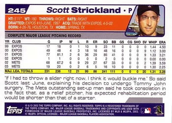 2004 Topps #245 Scott Strickland Back