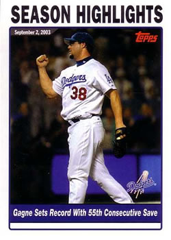 2004 Topps #336 Gagne Sets Record With 55th Consecutive Save Front