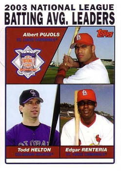 2004 Topps #343 2003 National League Batting Avg. Leaders (Albert Pujols / Todd Helton / Edgar Renteria) Front
