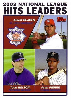 2004 Topps #344 2003 National League Hits Leaders (Albert Pujols / Todd Helton / Juan Pierre) Front