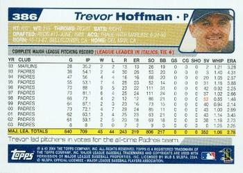2004 Topps #386 Trevor Hoffman Back