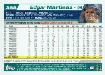 2004 Topps #388 Edgar Martinez Back