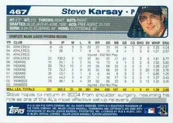 2004 Topps #467 Steve Karsay Back
