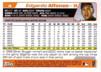 2004 Topps #4 Edgardo Alfonzo Back
