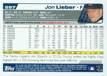 2004 Topps #597 Jon Lieber Back