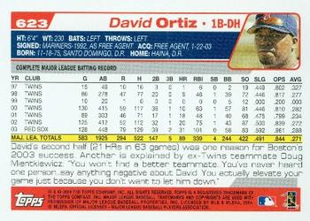 2004 Topps #623 David Ortiz Back