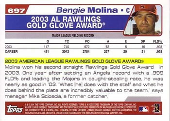 2004 Topps #697 Bengie Molina Back