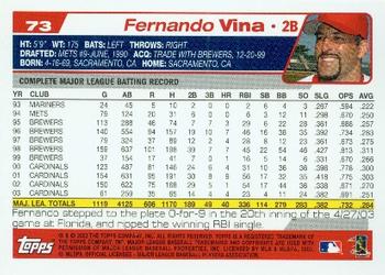2004 Topps #73 Fernando Vina Back