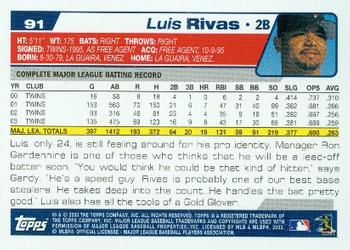 2004 Topps #91 Luis Rivas Back