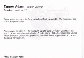 2012 Fargo-Moorhead RedHawks #NNO Tanner Adam Back