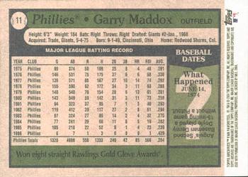 2004 Topps All-Time Fan Favorites #11 Garry Maddox Back