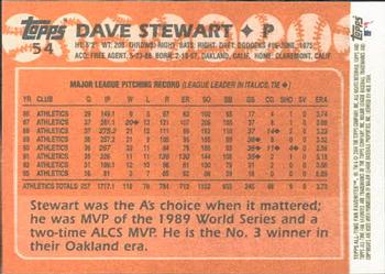 2004 Topps All-Time Fan Favorites #54 Dave Stewart Back