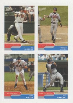 2004 Bazooka - 4-on-1 Stickers #10 Jay Gibbons / Chipper Jones / Mike Piazza / Mike Sweeney Front