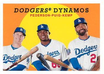 2018 Topps Archives #309 Dodgers Dynamos (Joc Pederson / Matt Kemp / Yasiel Puig) Front