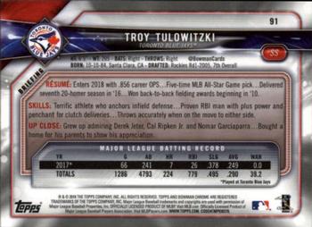 2018 Bowman Chrome #91 Troy Tulowitzki Back