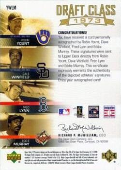 2004 SP Prospects - Draft Class Quad Autographs #YWLM Robin Yount / Dave Winfield / Fred Lynn / Eddie Murray Back
