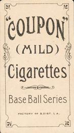 1910-19 Coupon Cigarettes (T213) #NNO Ed Willett Back