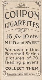 1910-19 Coupon Cigarettes (T213) #NNO Joe Kelley Back