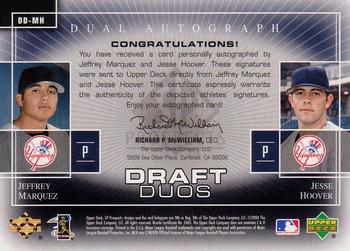 2004 SP Prospects - Draft Duos Dual Autographs #DD-MH Jeffrey Marquez / Jesse Hoover Back