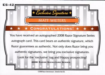 2008 Razor Signature Series - Exclusive Autographs #ES-42 Matt Wieters Back