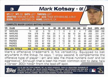 2004 Topps 1st Edition #3 Mark Kotsay Back