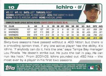 2004 Topps 1st Edition #10 Ichiro Suzuki Back
