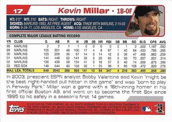 2004 Topps 1st Edition #17 Kevin Millar Back