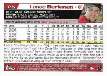 2004 Topps 1st Edition #25 Lance Berkman Back