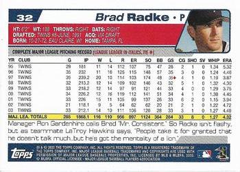 2004 Topps 1st Edition #32 Brad Radke Back
