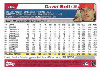 2004 Topps 1st Edition #35 David Bell Back