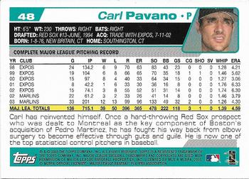 2004 Topps 1st Edition #48 Carl Pavano Back
