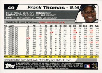 2004 Topps 1st Edition #49 Frank Thomas Back