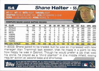 2004 Topps 1st Edition #54 Shane Halter Back