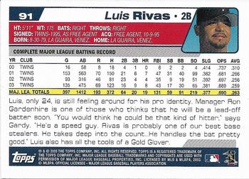2004 Topps 1st Edition #91 Luis Rivas Back