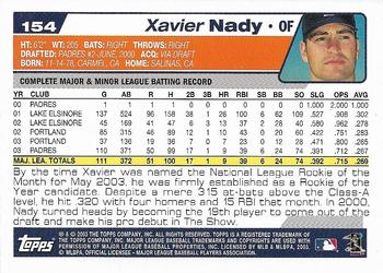 2004 Topps 1st Edition #154 Xavier Nady Back