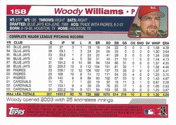 2004 Topps 1st Edition #158 Woody Williams Back