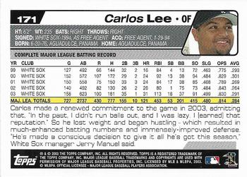 2004 Topps 1st Edition #171 Carlos Lee Back