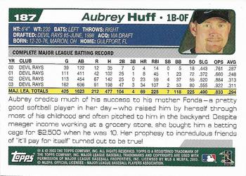 2004 Topps 1st Edition #187 Aubrey Huff Back