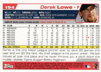 2004 Topps 1st Edition #194 Derek Lowe Back