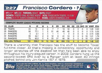2004 Topps 1st Edition #227 Francisco Cordero Back