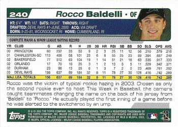 2004 Topps 1st Edition #240 Rocco Baldelli Back