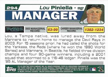 2004 Topps 1st Edition #294 Lou Piniella Back